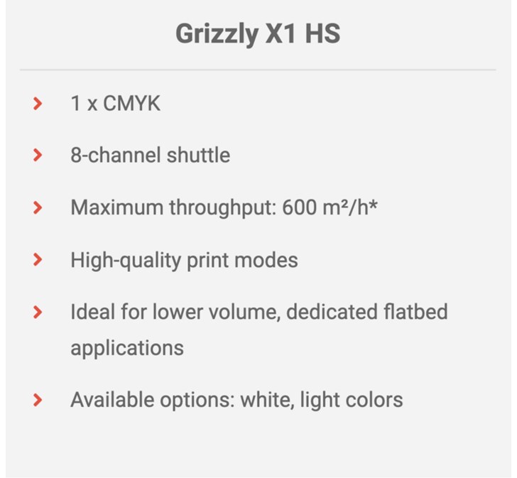 AGFA Onset Grizzly X1HS UV Printer